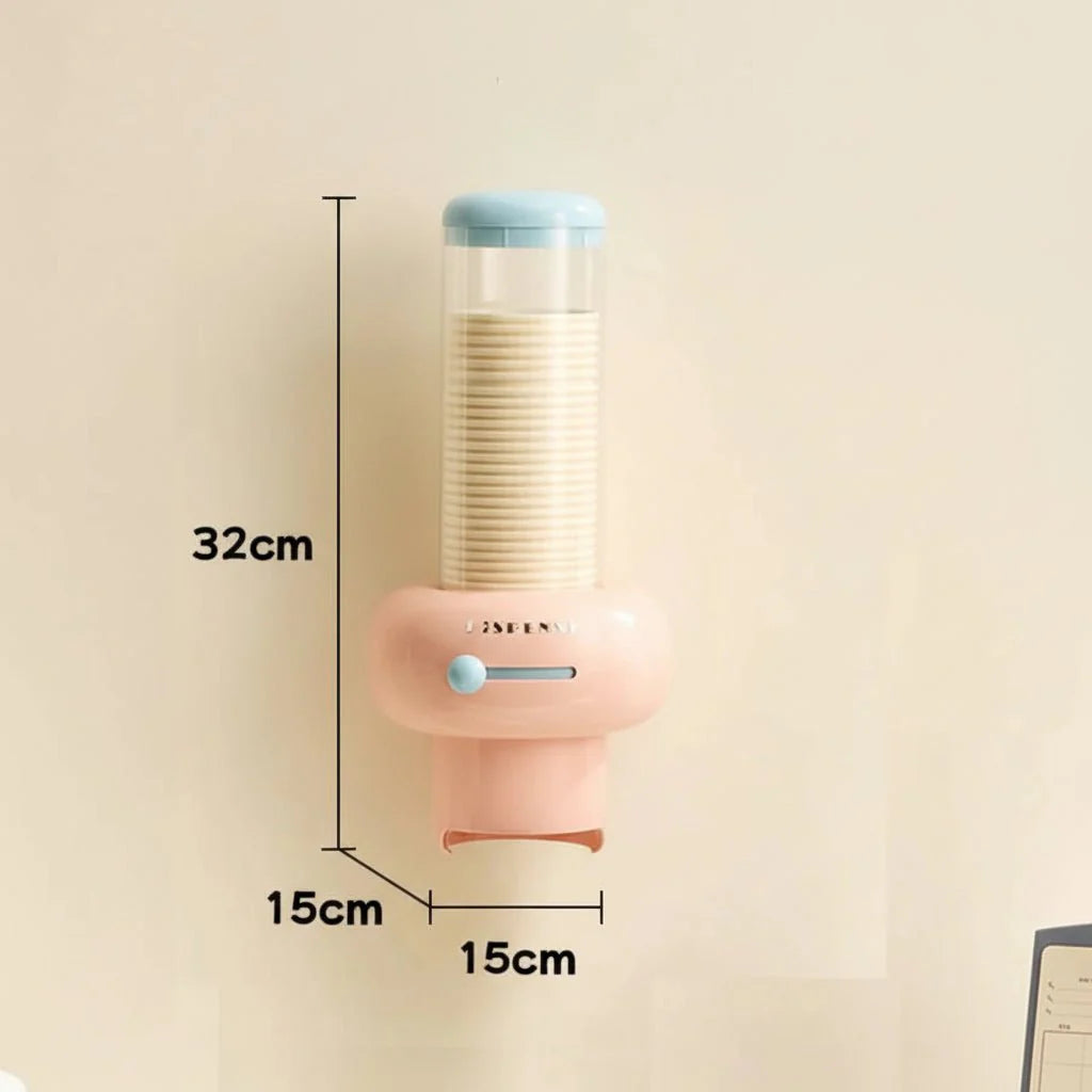 Væghængt Becher-dispenser – Kompakt, Hvid Plast til Køkken eller Kontor