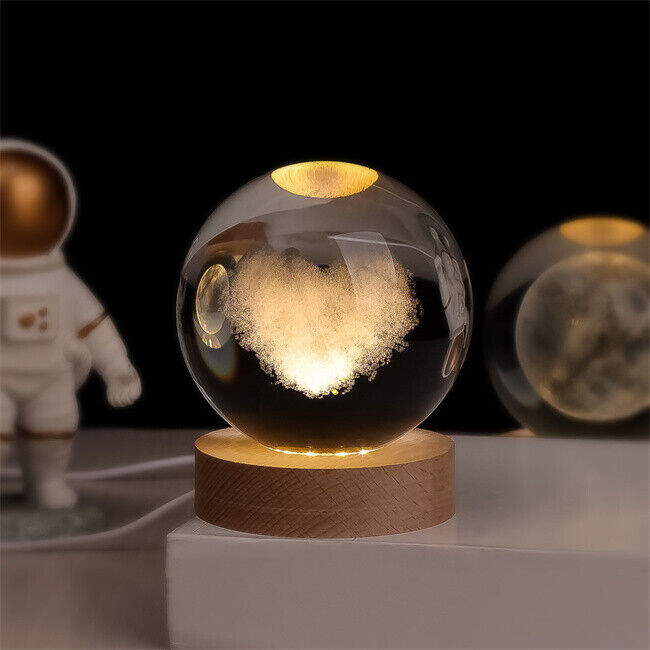 Luminous Crystal Ball – Glass, Warm White Lighting for Bedroom or Living Room Decoration