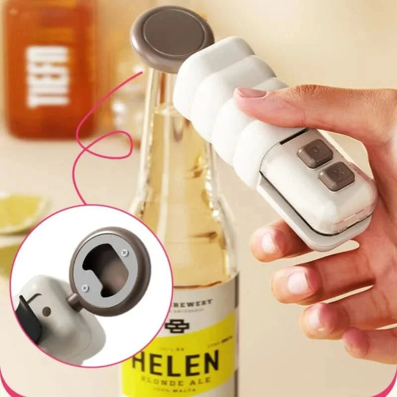 Multifunctional Bottle Opener – Stainless Steel and Plastic, Compact Kitchen Tool for Easy Opening of Bottles and Packages