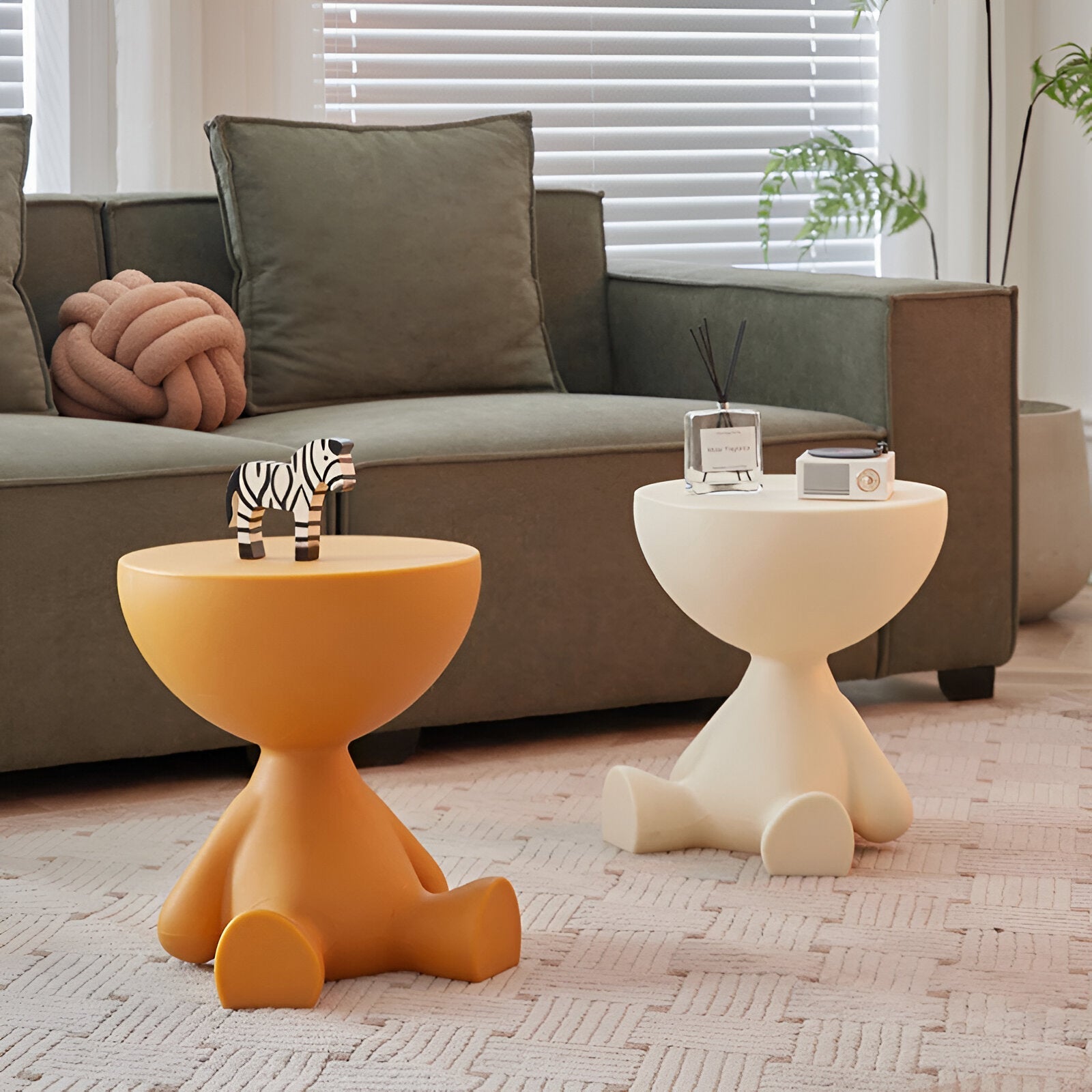 Round low table – black plastic, timeless design for living room or sitting room
