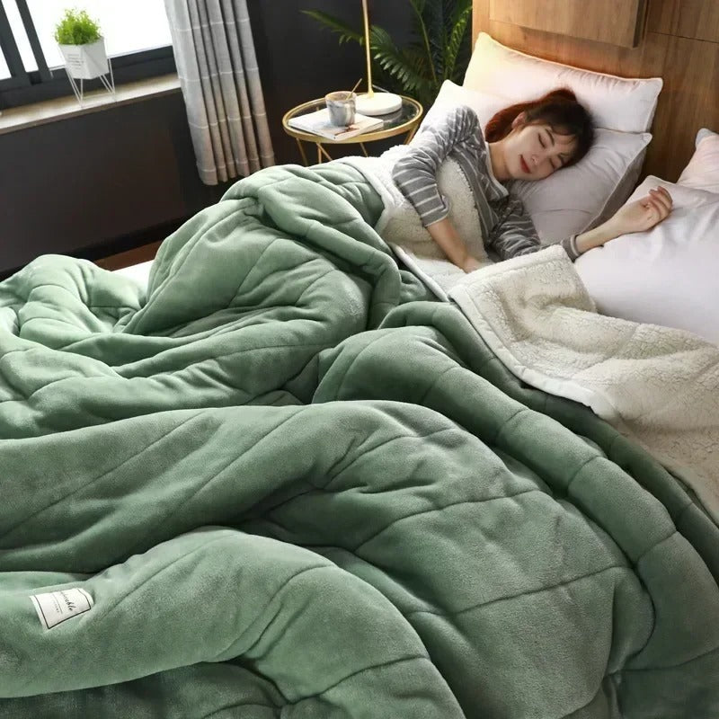 Coral Fleece Plaid – Soft Flannel, Warm Home Blanket for Autumn and Winter
