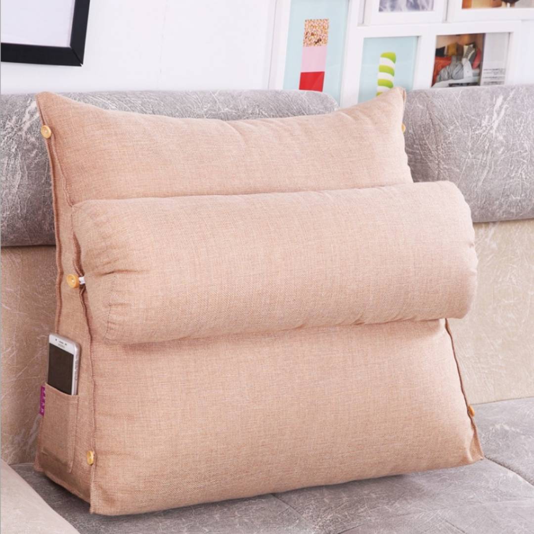 Ergonomic Back Support Pillow – Adjustable, Gray for Sofa or Bed for Comfortable Reading and TV Series
