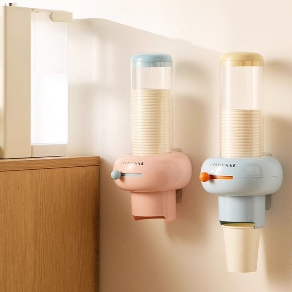 Væghængt Becher-dispenser – Kompakt, Hvid Plast til Køkken eller Kontor