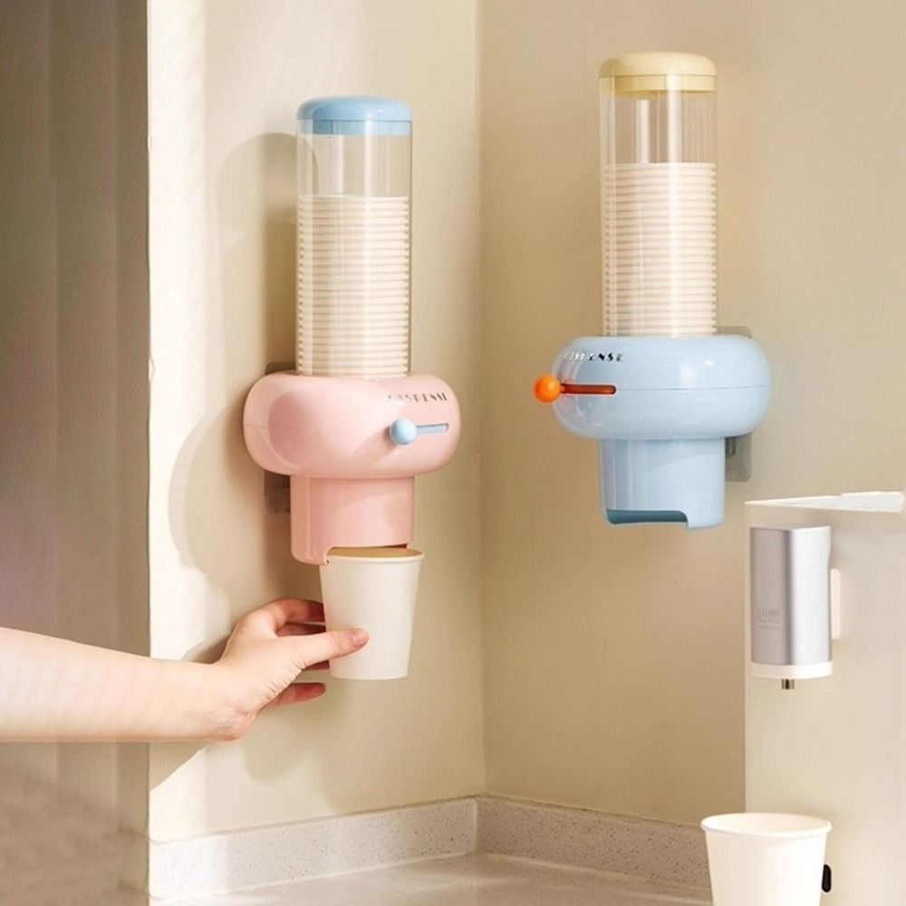 Væghængt Becher-dispenser – Kompakt, Hvid Plast til Køkken eller Kontor
