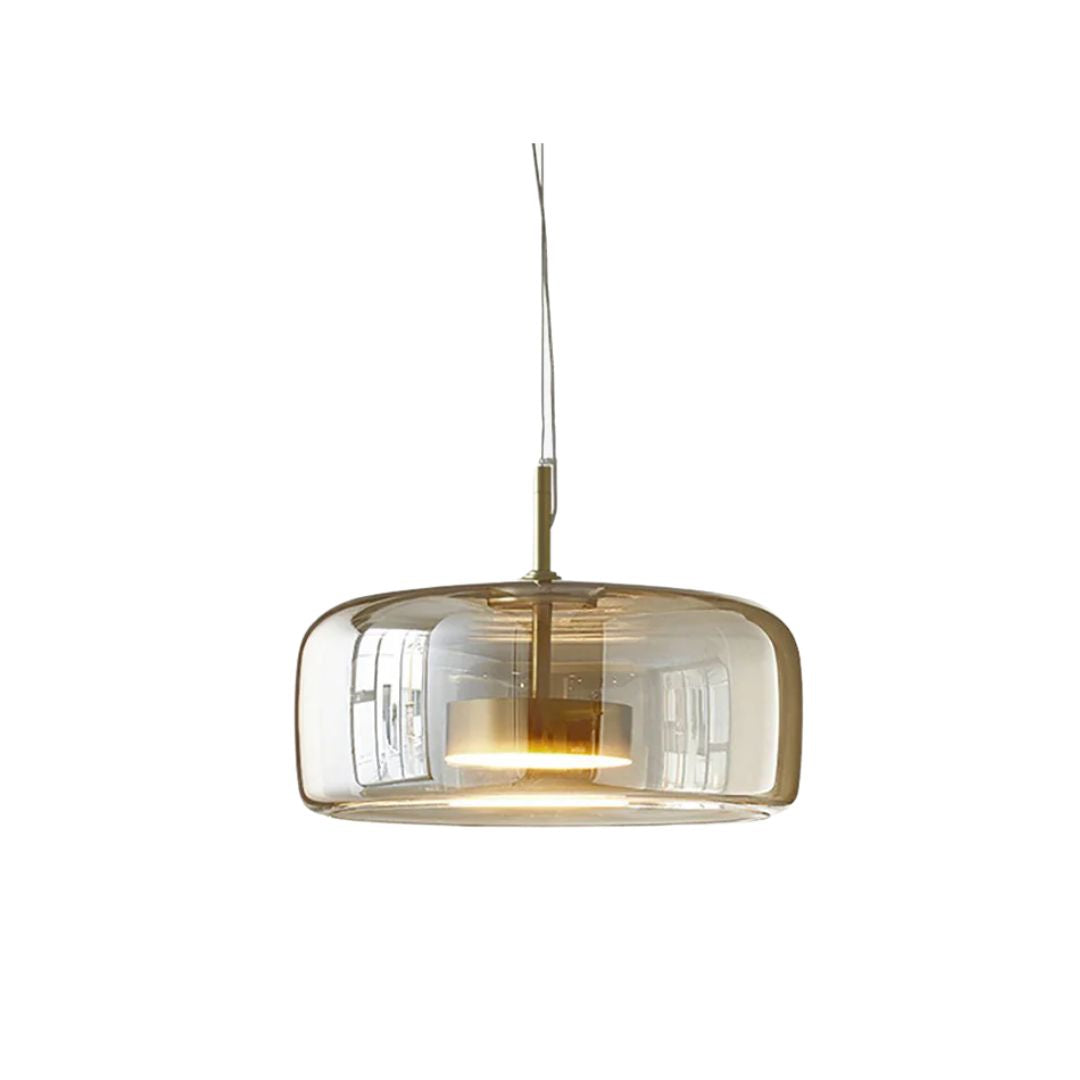 Pendant Lamp – Transparent Glass with Brass Details, Modern Design for Dining Table or Entrance Hall