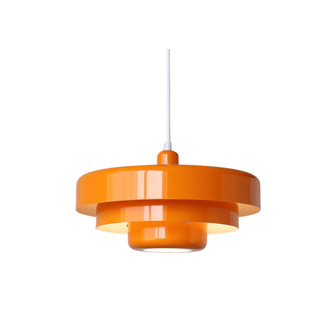 Layered pendant lamp – Modern metal lamp in green, orange or white for dining table or living room.