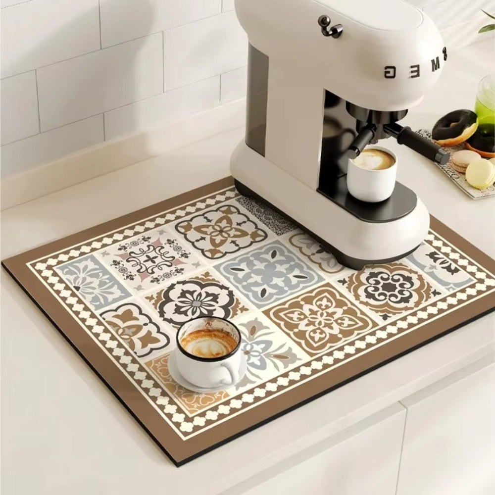 Absorberende keukenmat – retro tegeldesign in diverse kleuren voor de koffiehoek of de afwasruimte