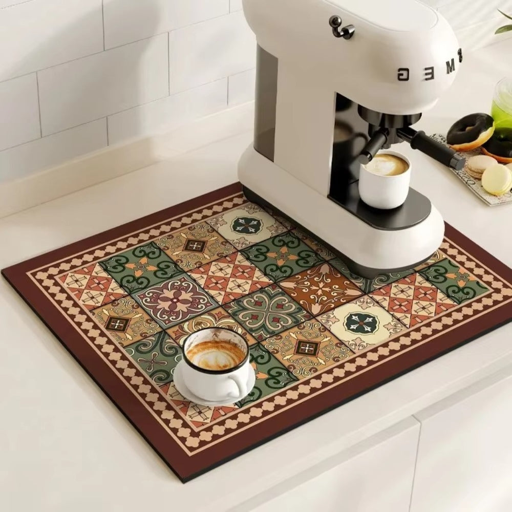 Absorberende keukenmat – retro tegeldesign in diverse kleuren voor de koffiehoek of de afwasruimte