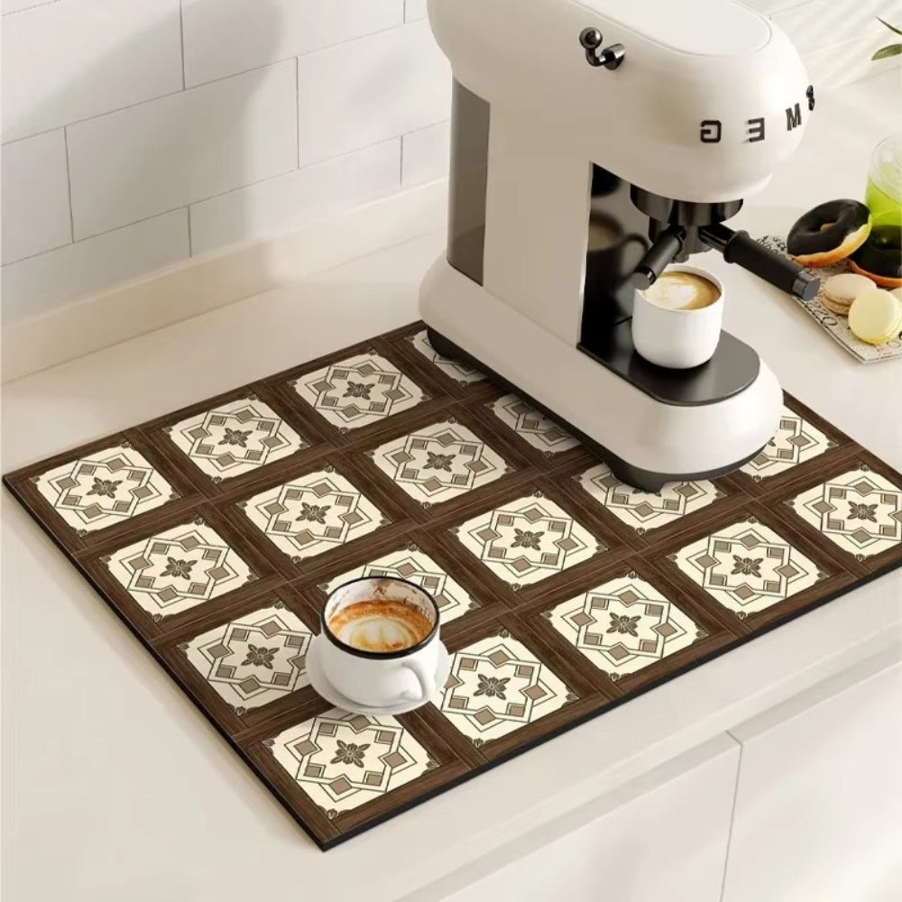 Absorberende keukenmat – retro tegeldesign in diverse kleuren voor de koffiehoek of de afwasruimte