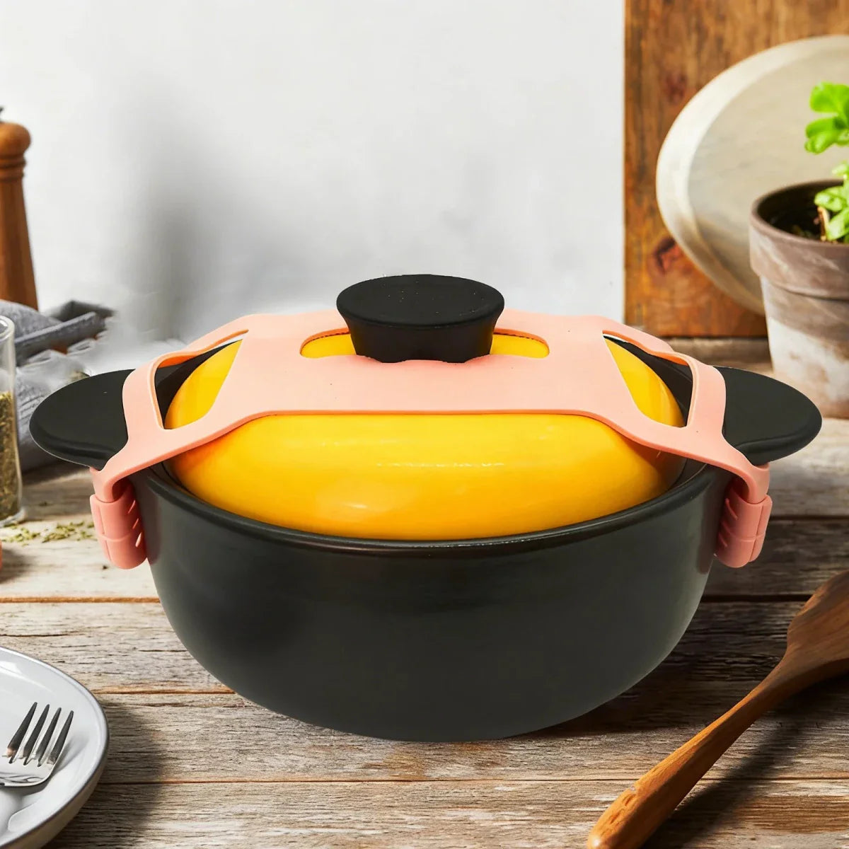 Silicone Lid Holder – Black, Non-Slip Kitchen Organizer for Stove and Countertop