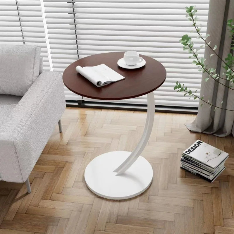 Round Side Table – Wood and Steel, Modern Design for Living Room or Bedroom