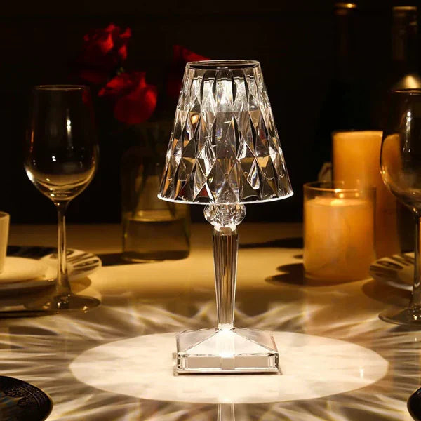 Kristallen Bordlampe – Glinsende Akryl, Elegant Design til Stue eller Soveværelse