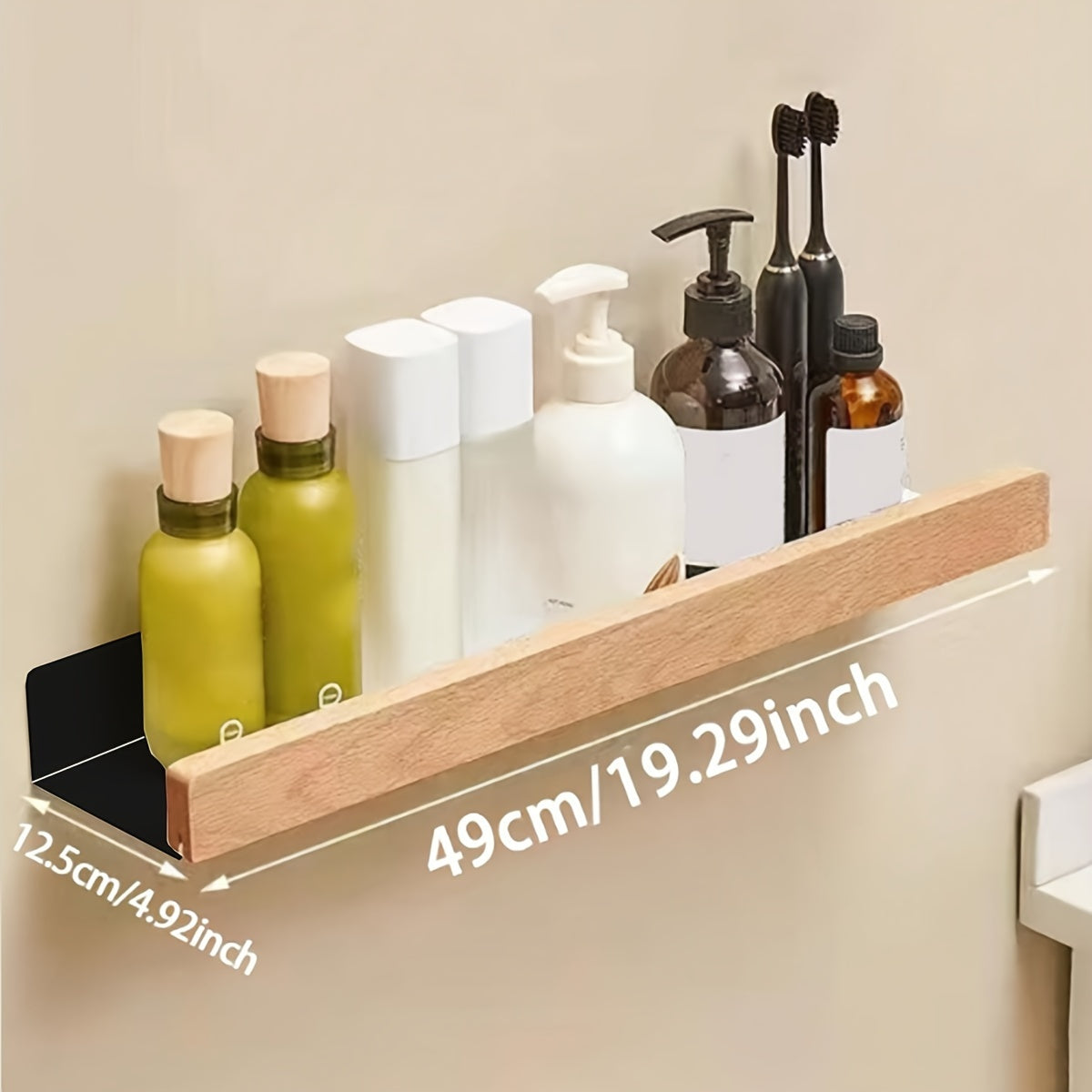 Bathroom wall shelf – Wrought iron, modern, drill-free shelf for shampoo and cosmetics