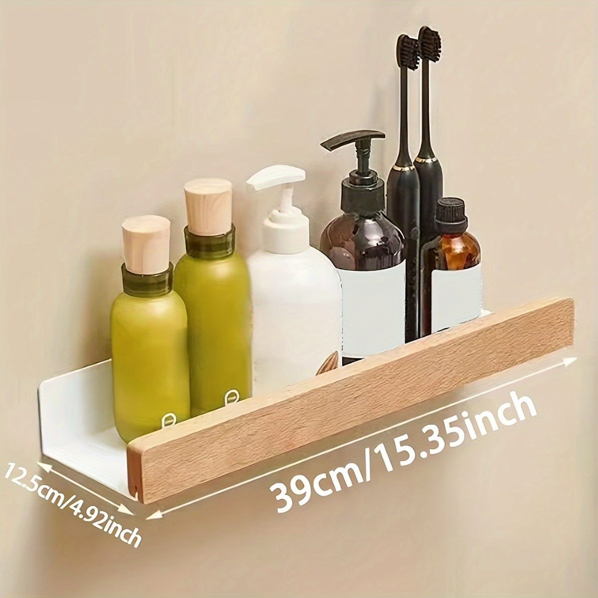 Bathroom wall shelf – Wrought iron, modern, drill-free shelf for shampoo and cosmetics