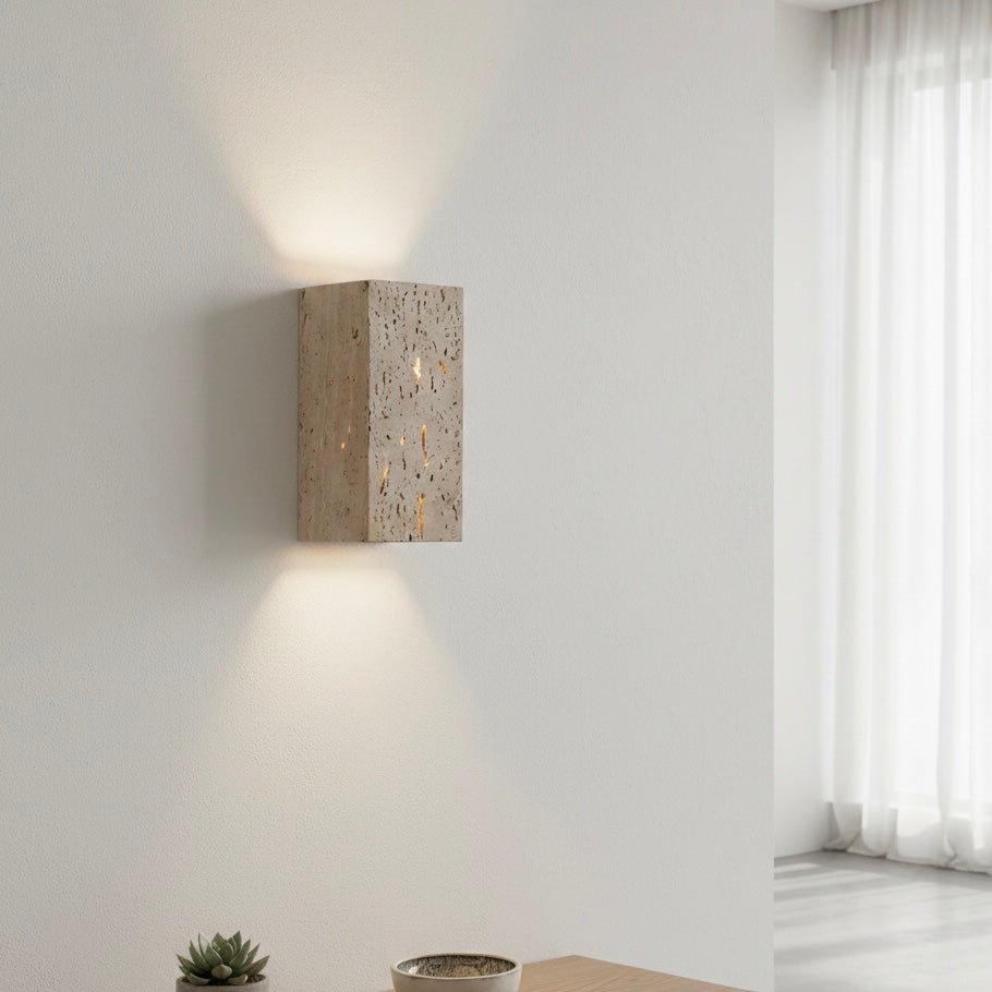 Buitenwandlamp – Geel travertijn, modern design voor terras, balkon of hal