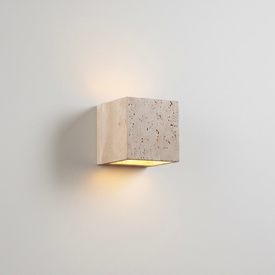 Buitenwandlamp – Geel travertijn, modern design voor terras, balkon of hal