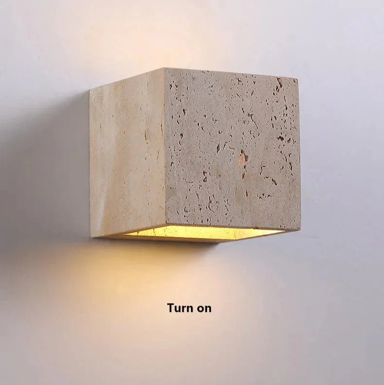 Buitenwandlamp – Geel travertijn, modern design voor terras, balkon of hal