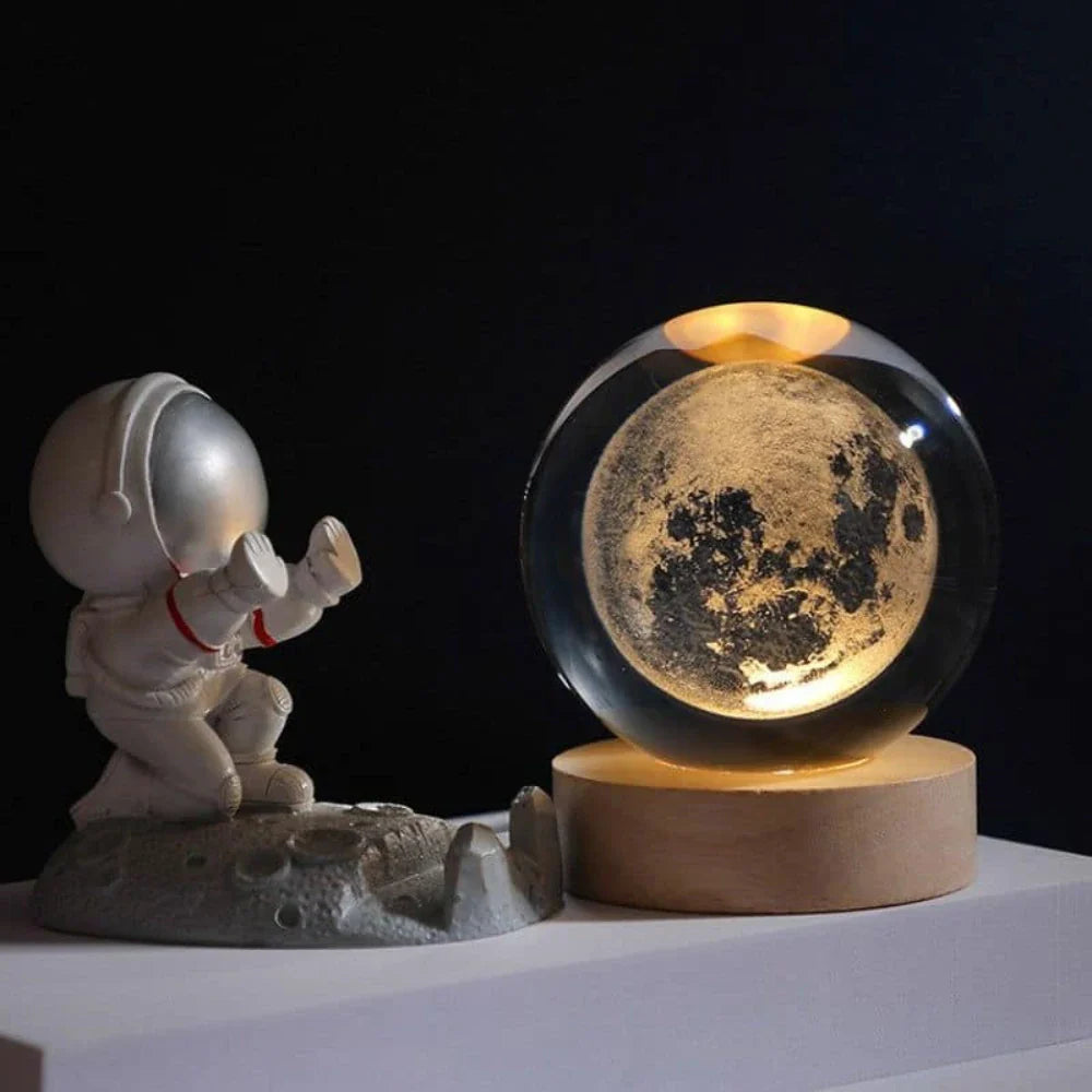 Luminous Crystal Ball – Glass, Warm White Lighting for Bedroom or Living Room Decoration
