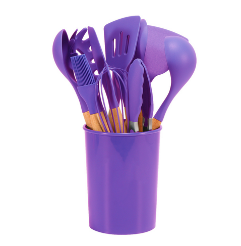 Silicone Kitchen Utensil Set – BPA-free, Heat Resistant with Bamboo Handle for Easy Cooking on the Baking Sheet