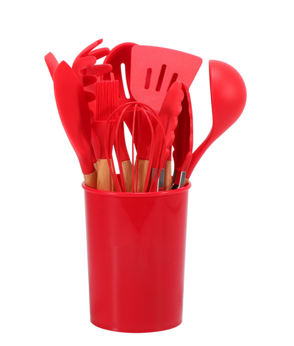 Silicone Kitchen Utensil Set – BPA-free, Heat Resistant with Bamboo Handle for Easy Cooking on the Baking Sheet