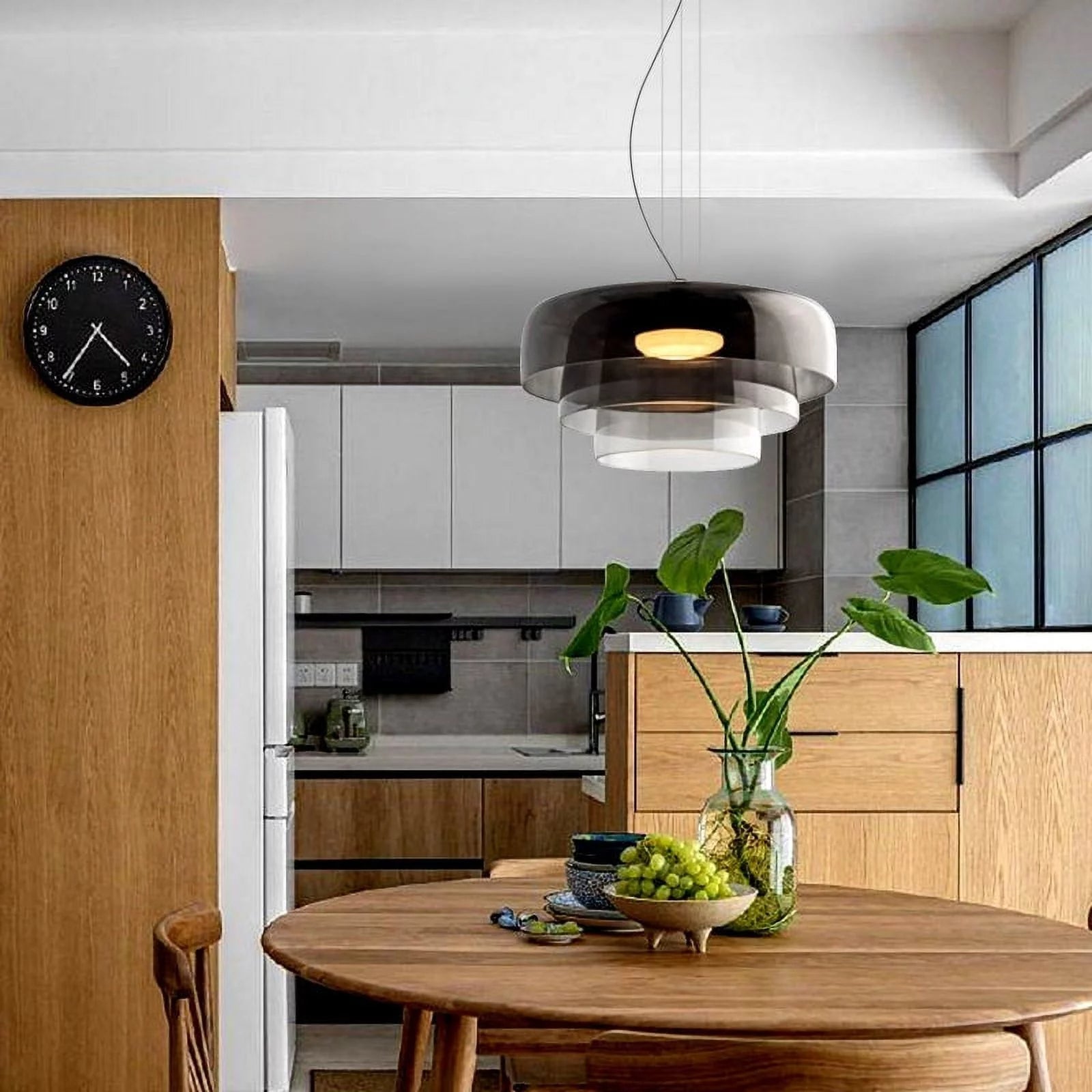 Layered Glass Pendant – Modern Design in Orange, Green or Gray for Dining Table or Living Room
