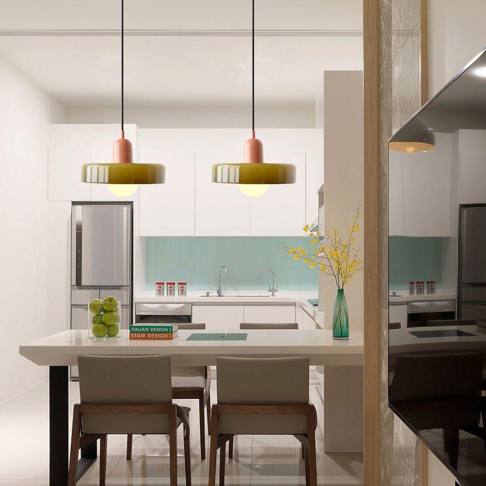 Double Pendant Lamp – Modern Glass Design Lamp with Two Light Sources for Dining Table or Living Room