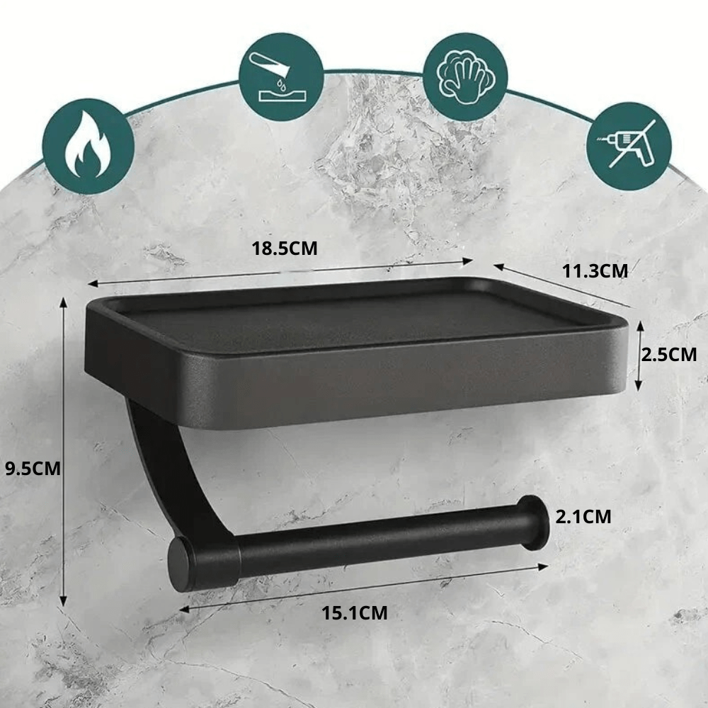 Toilet paper holder with storage compartment – stainless steel, simple design for bathroom or toilet