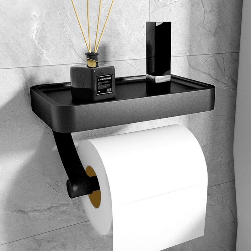 Toilet paper holder with storage compartment – stainless steel, simple design for bathroom or toilet