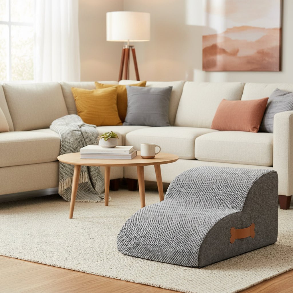 Hundetrappe – Blød Velour med Antiskrid, 2- eller 3-trins til Seng eller Sofa