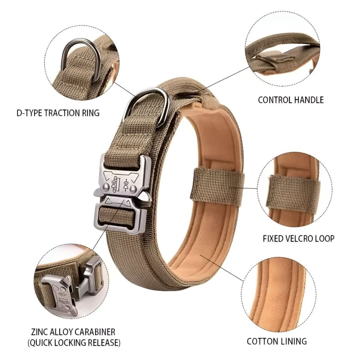 Tactical Dog Collar Set – Black Nylon, Adjustable for Medium to Large Dogs during Training and Outdoor Activities