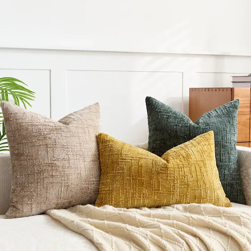 Chenille Pudeovertræk – Ensfarvet med Bambus Struktur til Sofa eller Soveværelse Dekoration