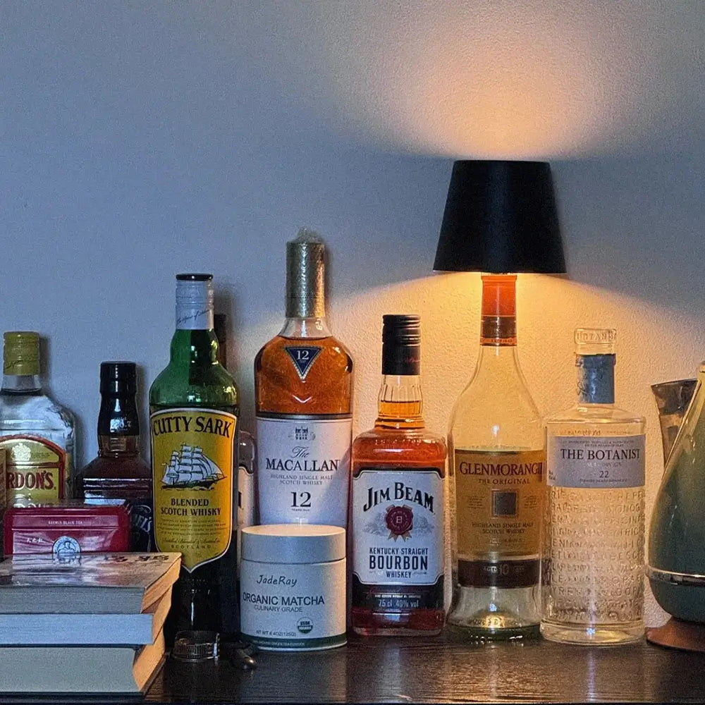 Glas Flaske Lampe – USB Opladelig, Justerbar Lysstyrke og Farve til Unik Boligindretning
