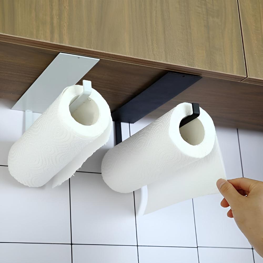 Klevende Papirhåndklædeholder – Sort, Minimalistisk Design til Køkken eller Badeværelse