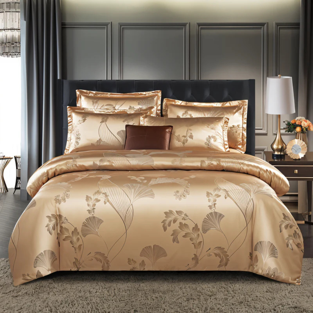 Satin Duvet Cover – Floral Print, Elegant Bedroom Decor for 1 Person or 2 Persons
