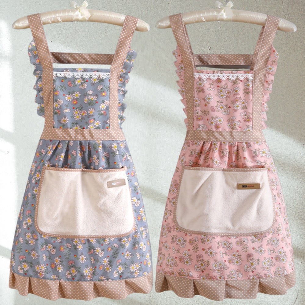 Køkkenforklæde – Bomuld med Blomsterprint, Vintage Stil til Madlavning og Bagning