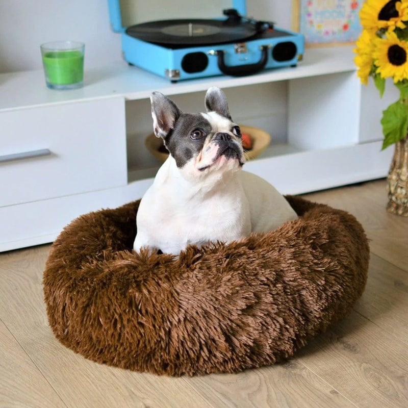 Hundeseng – Blødt Faux Pels i Neutrale Nuancer til Beroligende Soveplads for Små Hunde eller Katte