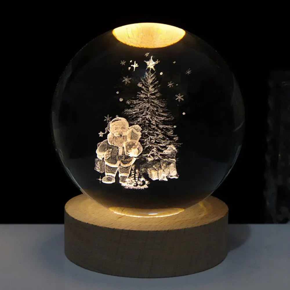 Luminous Crystal Bal – Glas, Varm Hvid Belysning til Soveværelse eller Stue Dekoration
