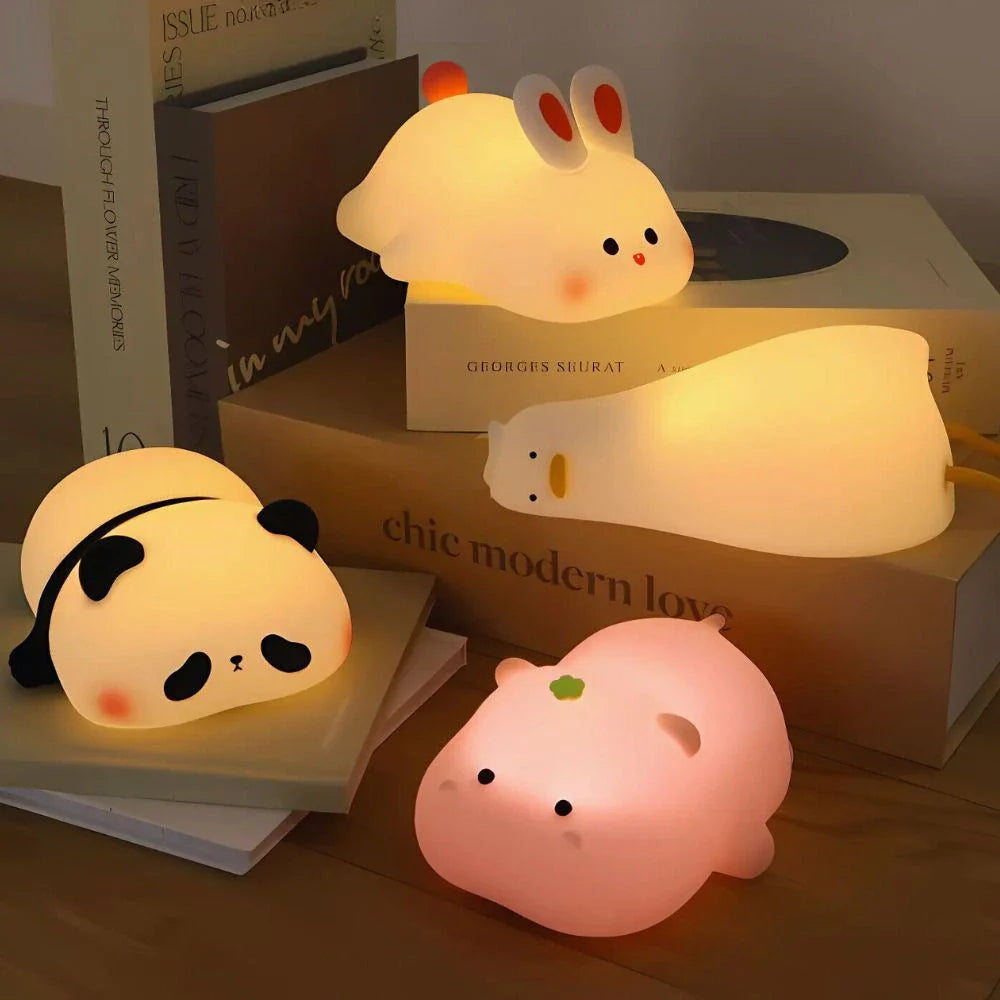 Squeeze Night Light – Animal Design, Warm White Light for Children's Room or Play Area