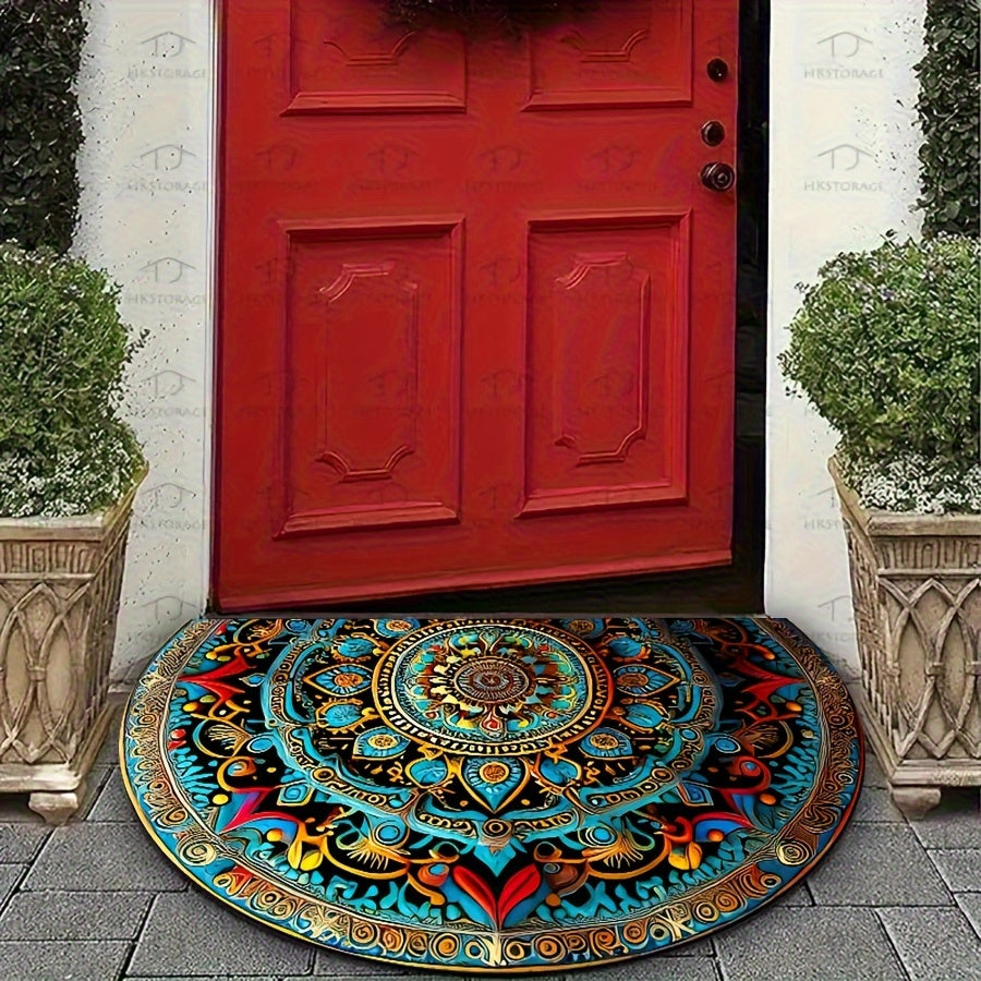 Mandala Dørmatte – Polyester, Detaljeret Design til Entré eller Gang med Antiskrid Bund