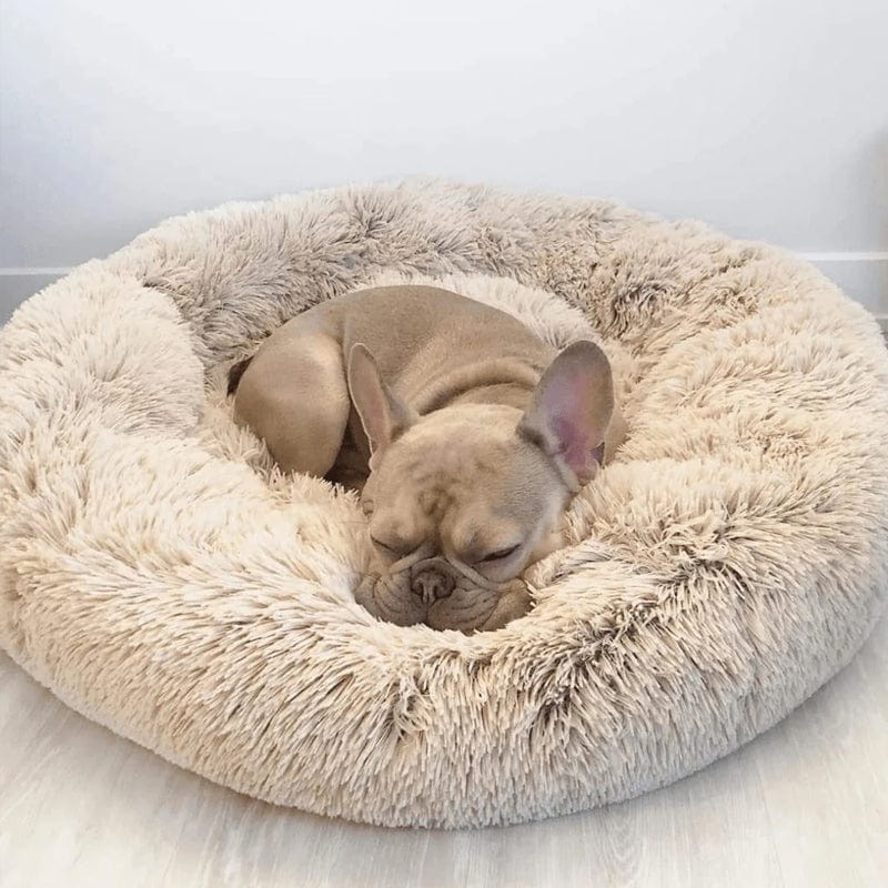 Hundeseng – Blødt Faux Pels i Neutrale Nuancer til Beroligende Soveplads for Små Hunde eller Katte