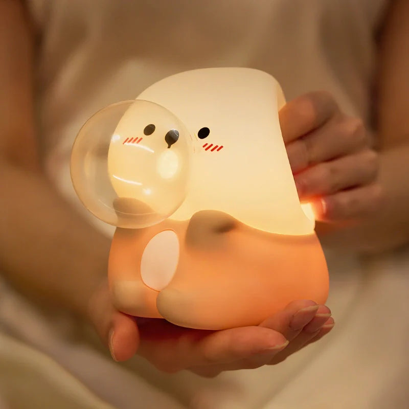 Squeeze Night Light – Animal Design, Warm White Light for Children's Room or Play Area