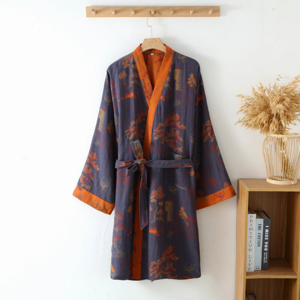 Kimono Badekåbe – 100% Bomuld, Retro Design til Hjemmebrug eller Spa Oplevelse
