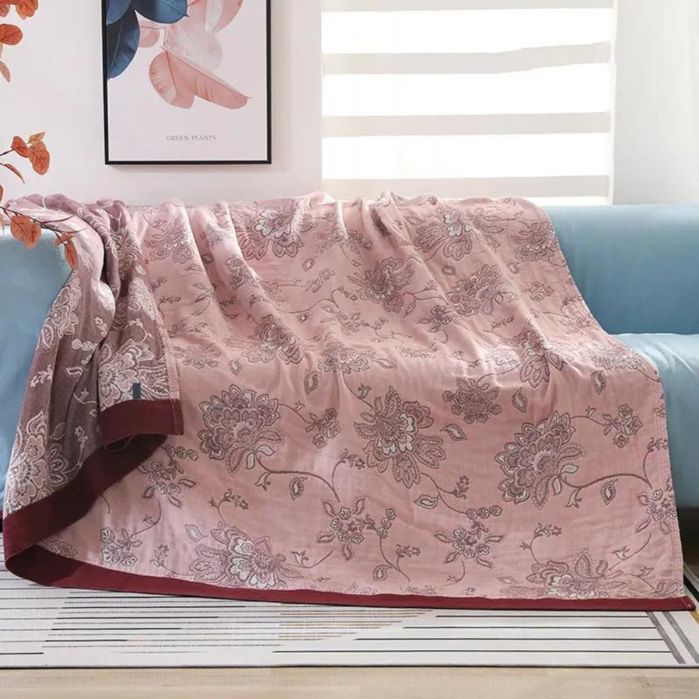 Cotton cover – Flower design, Light plaid for bed or sofa