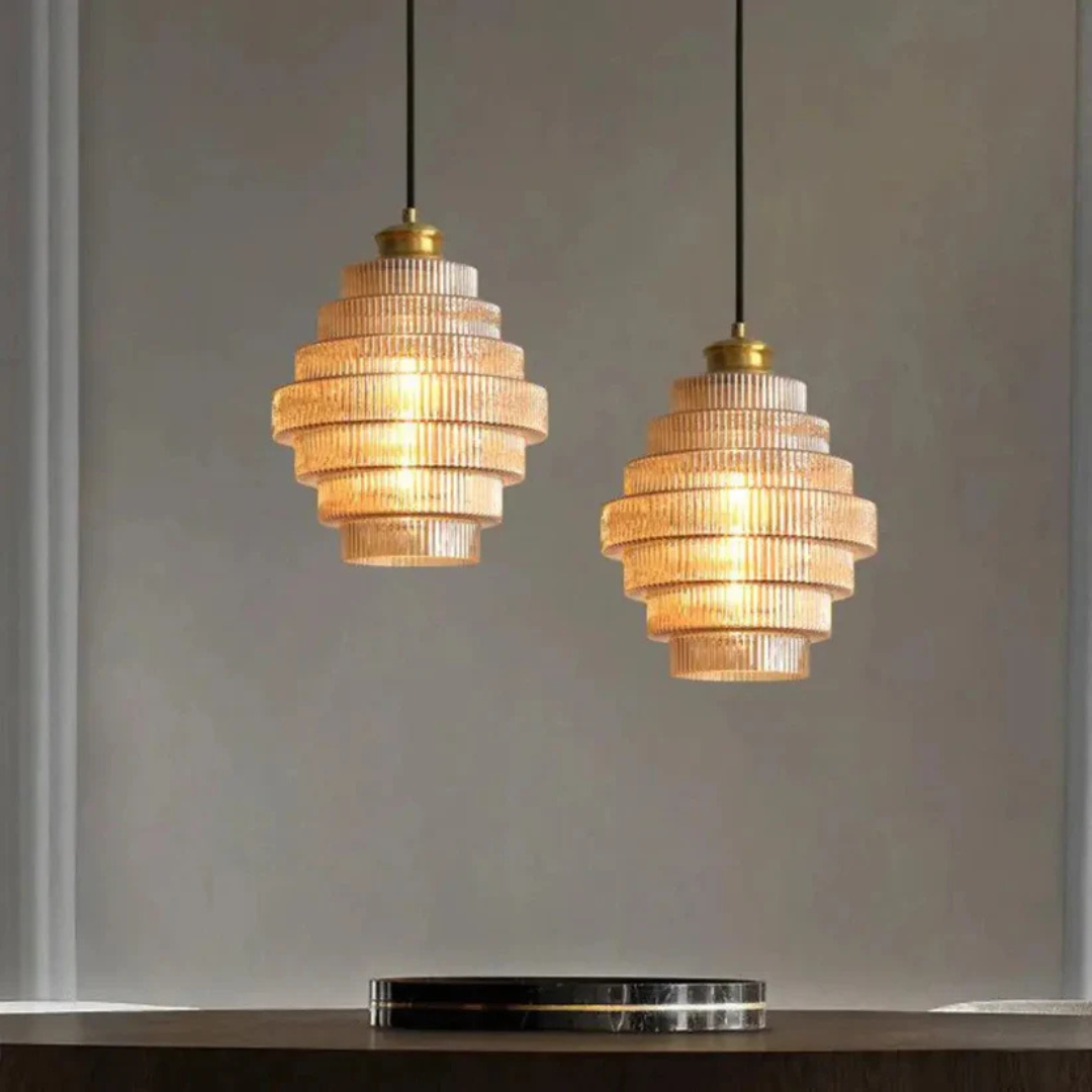 Retro Hængelampe – Glas og Messing, Moderne Design til Stue eller Spisestue