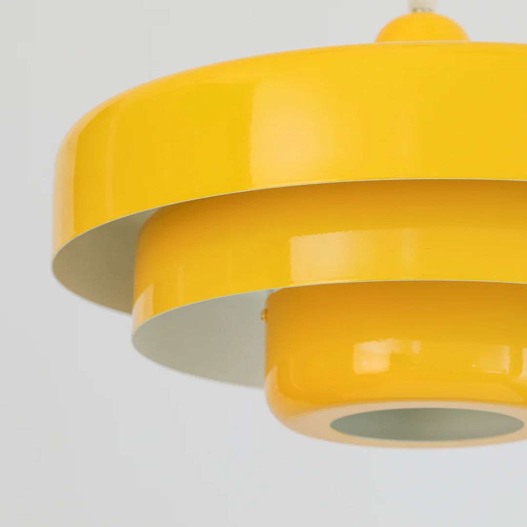 Layered pendant lamp – Modern metal lamp in green, orange or white for dining table or living room.