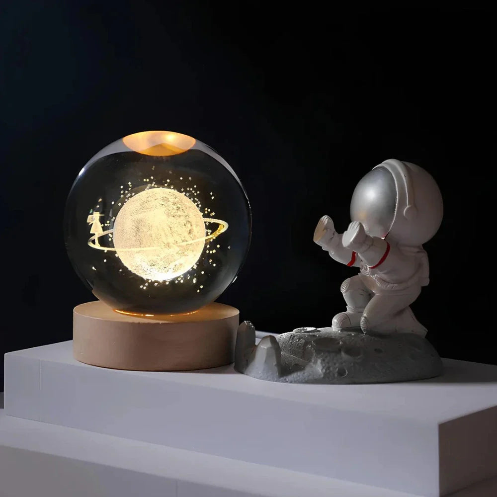 Luminous Crystal Bal – Glas, Varm Hvid Belysning til Soveværelse eller Stue Dekoration