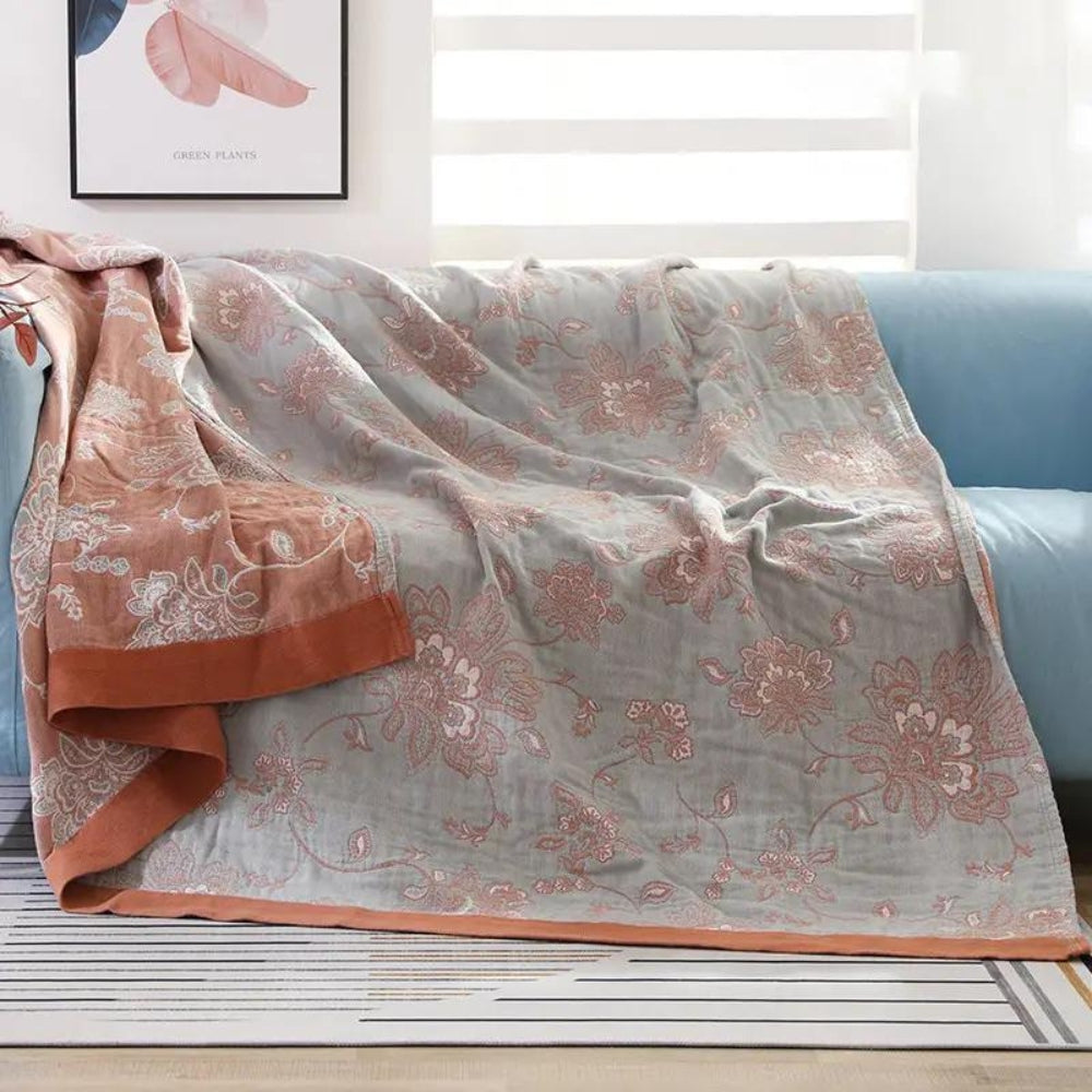 Cotton cover – Flower design, Light plaid for bed or sofa