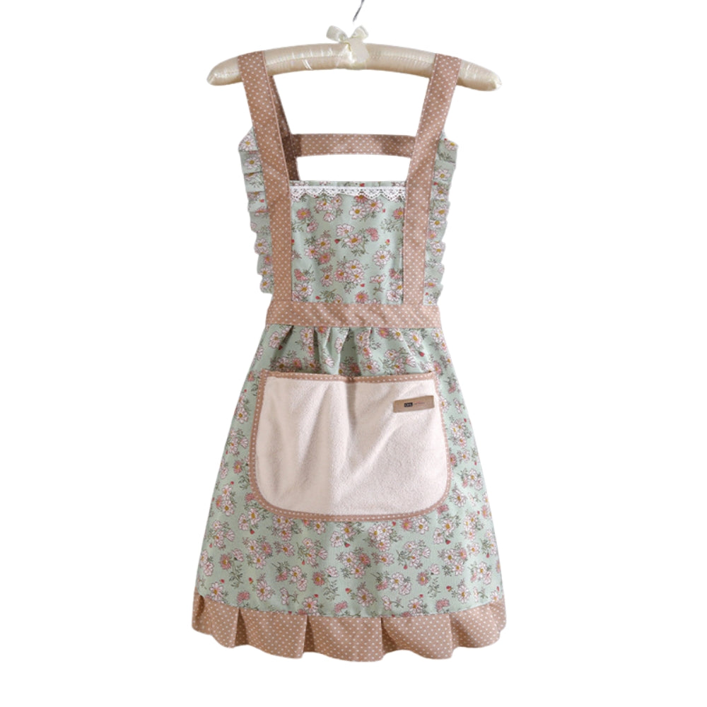 Køkkenforklæde – Bomuld med Blomsterprint, Vintage Stil til Madlavning og Bagning