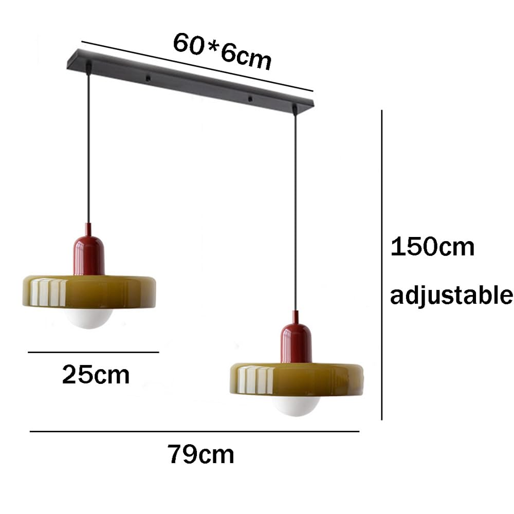 Double Pendant Lamp – Modern Glass Design Lamp with Two Light Sources for Dining Table or Living Room