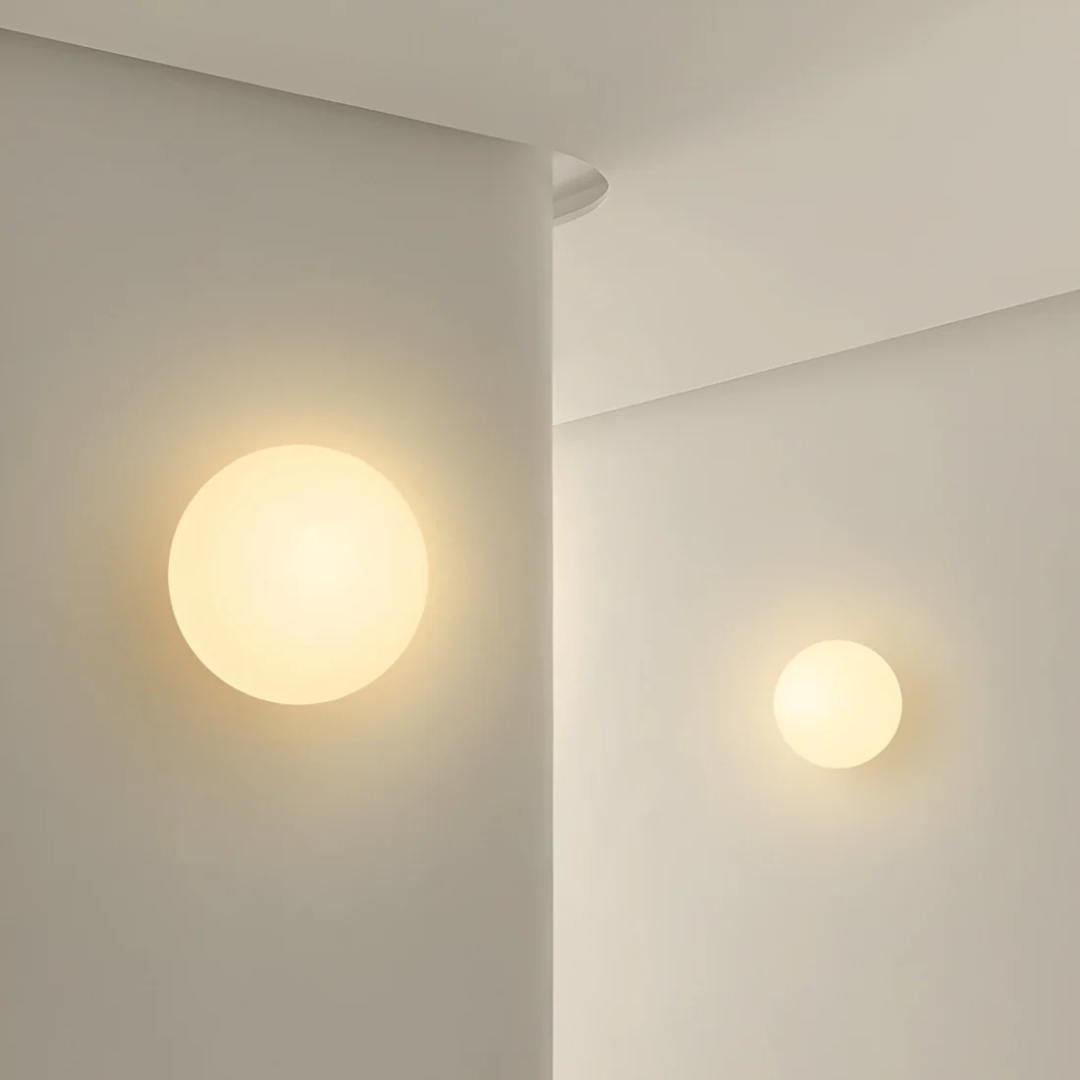 Glazen wandlamp – Wit, minimalistisch ontwerp voor de slaapkamer of woonkamer